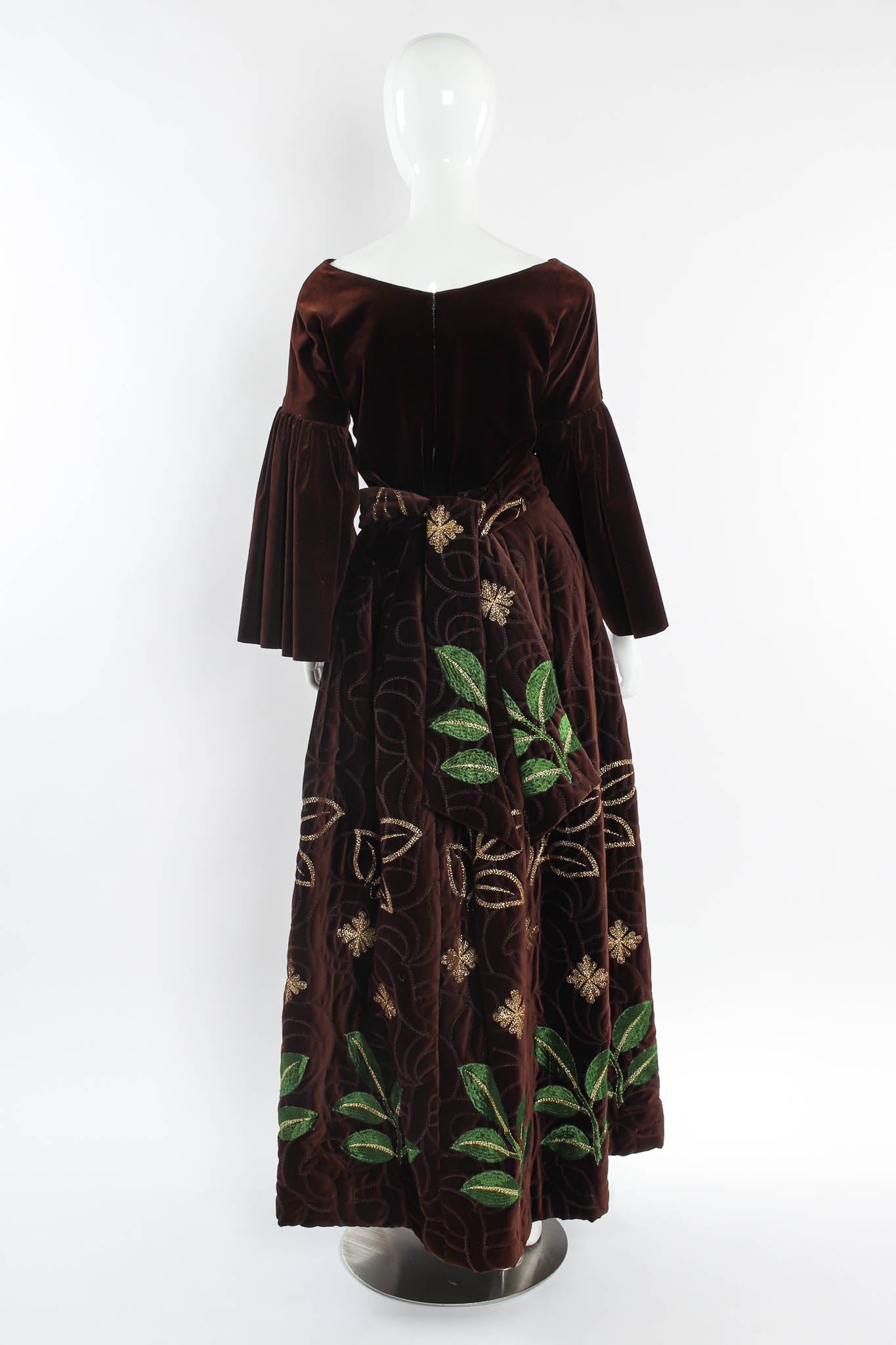 Ava Women's Formal Dress | Velvet Top & Skirt Set, Embroidered Design - 6