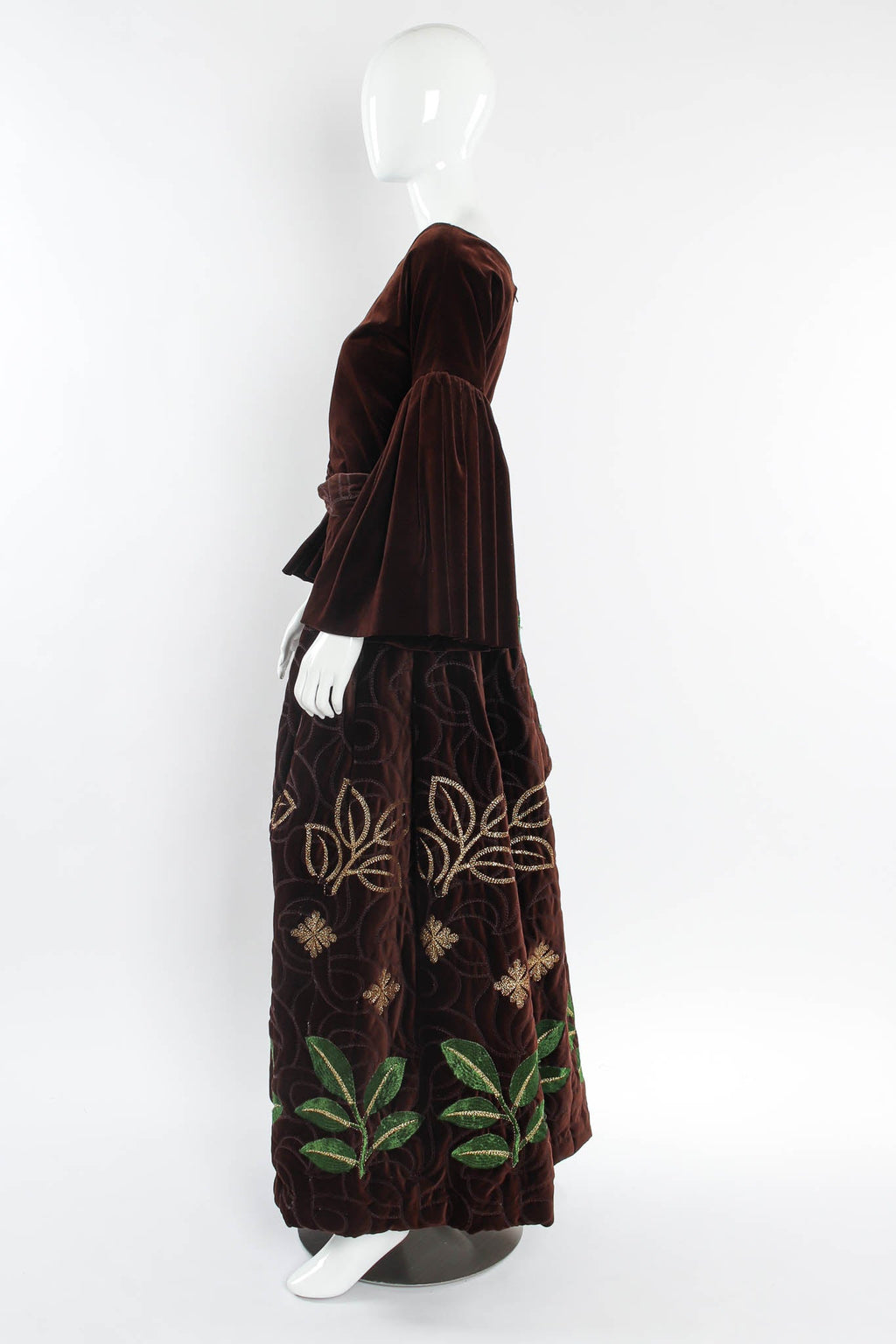 Ava Women's Formal Dress | Velvet Top & Skirt Set, Embroidered Design - 7