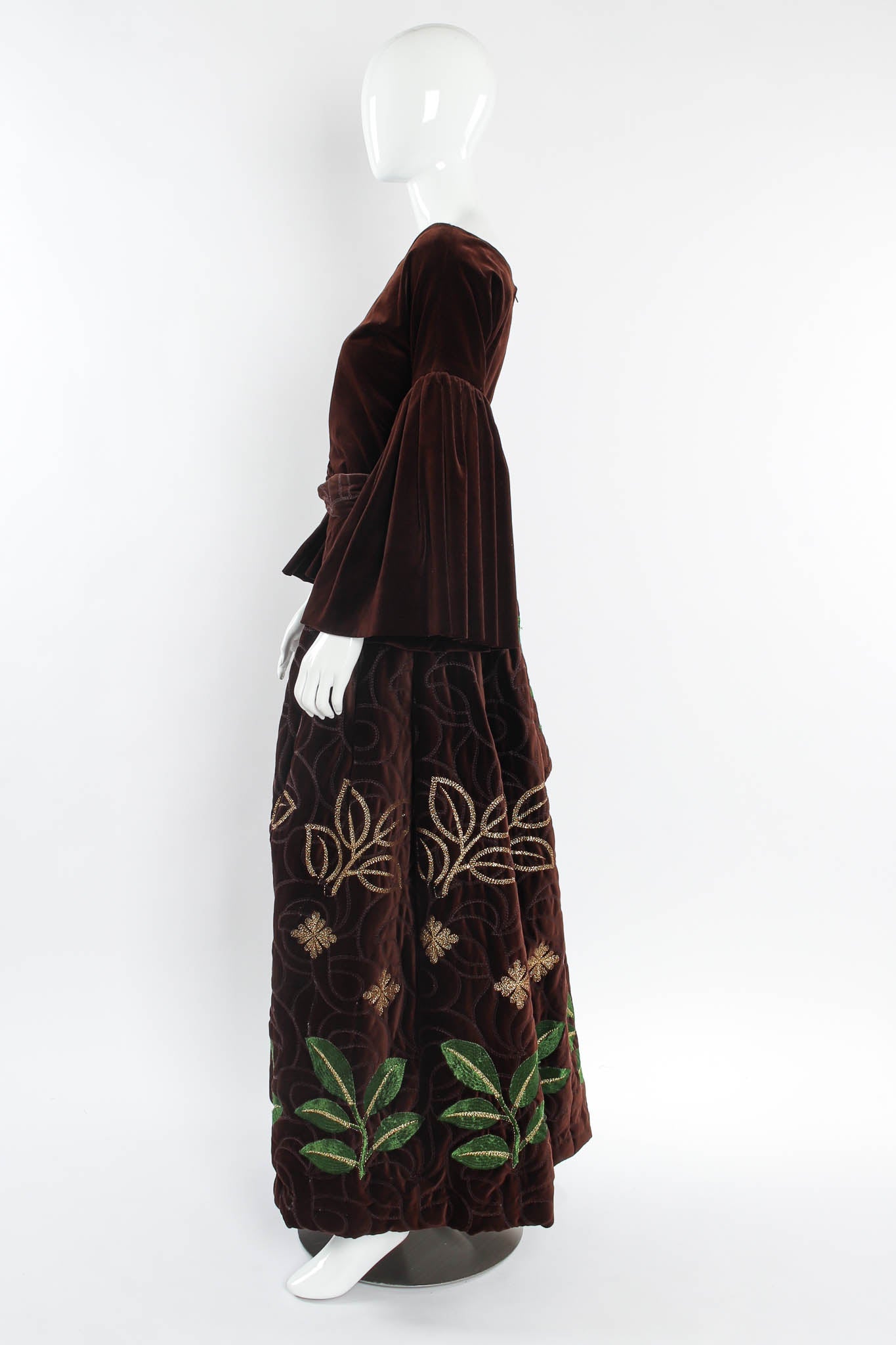 Ava Women's Formal Dress | Velvet Top & Skirt Set, Embroidered Design - 7
