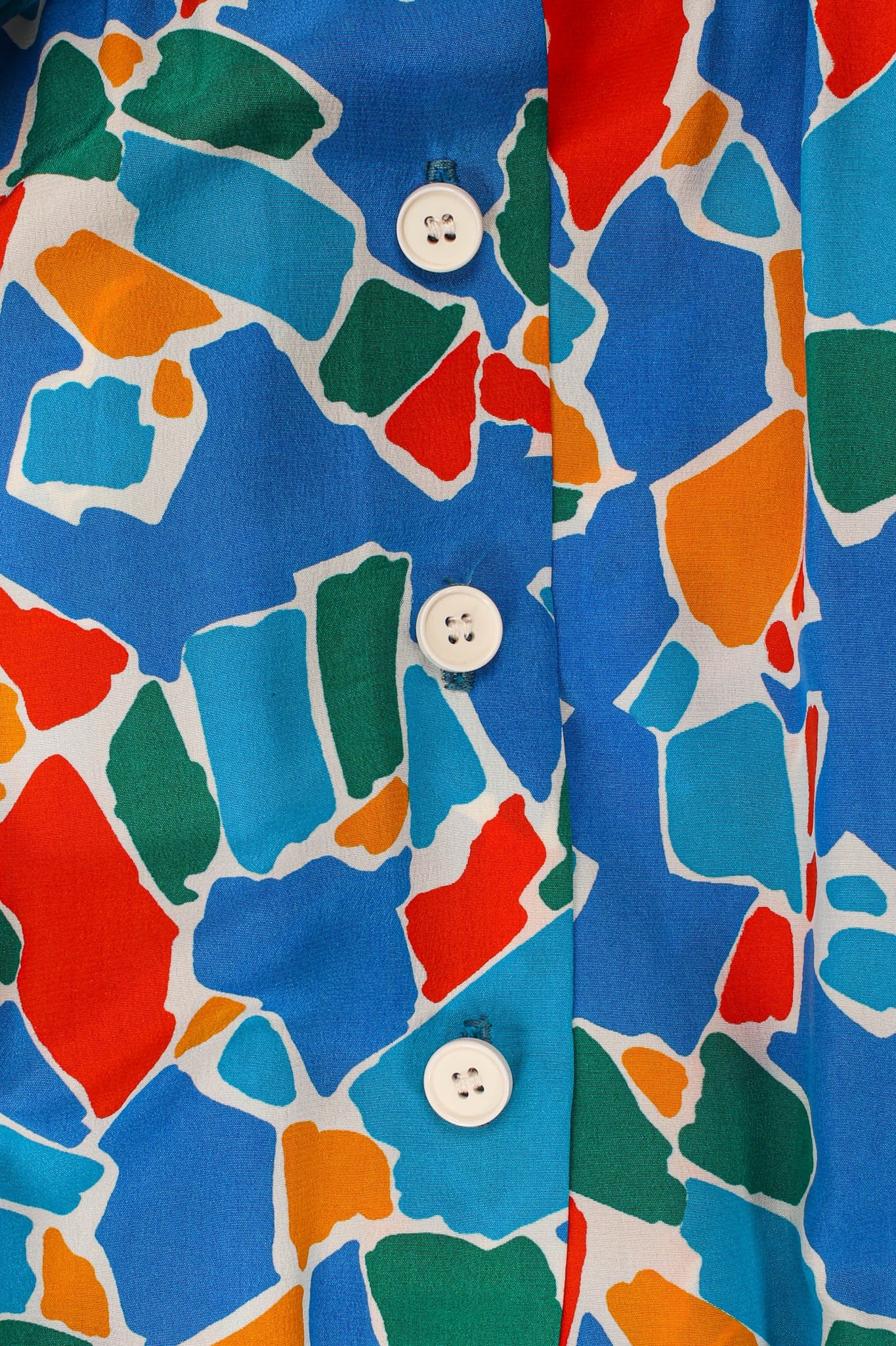 Aqua Mosaic Women's Dress | 100% Silk, Vintage 1970s Summer Dress - 6
