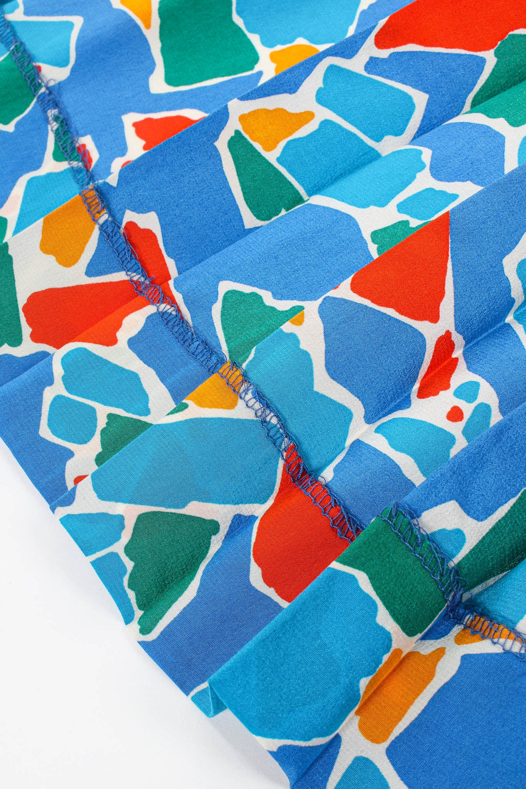 Aqua Mosaic Women's Dress | 100% Silk, Vintage 1970s Summer Dress - 7