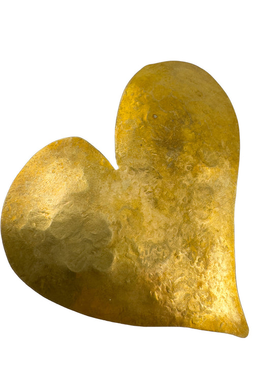 Ava Women's Brooch | Hammered Gold Heart Pin, Vintage Style - 2