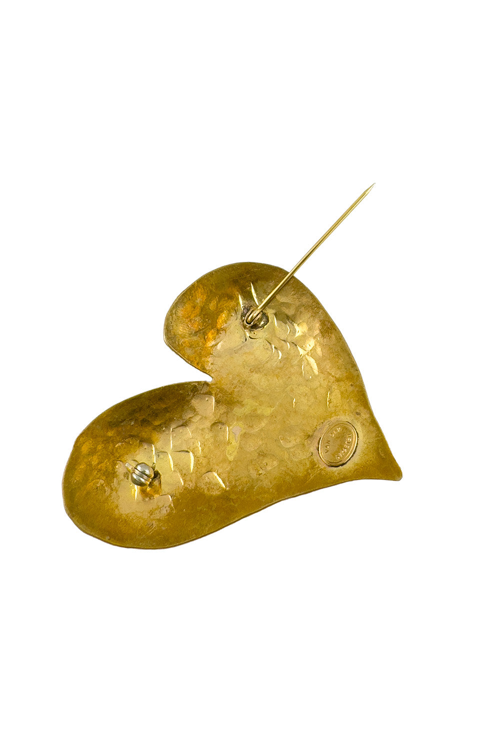Ava Women's Brooch | Hammered Gold Heart Pin, Vintage Style - 4