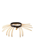 Bella Women's Belt | Black Leather with Gold Chain Fringe - 1