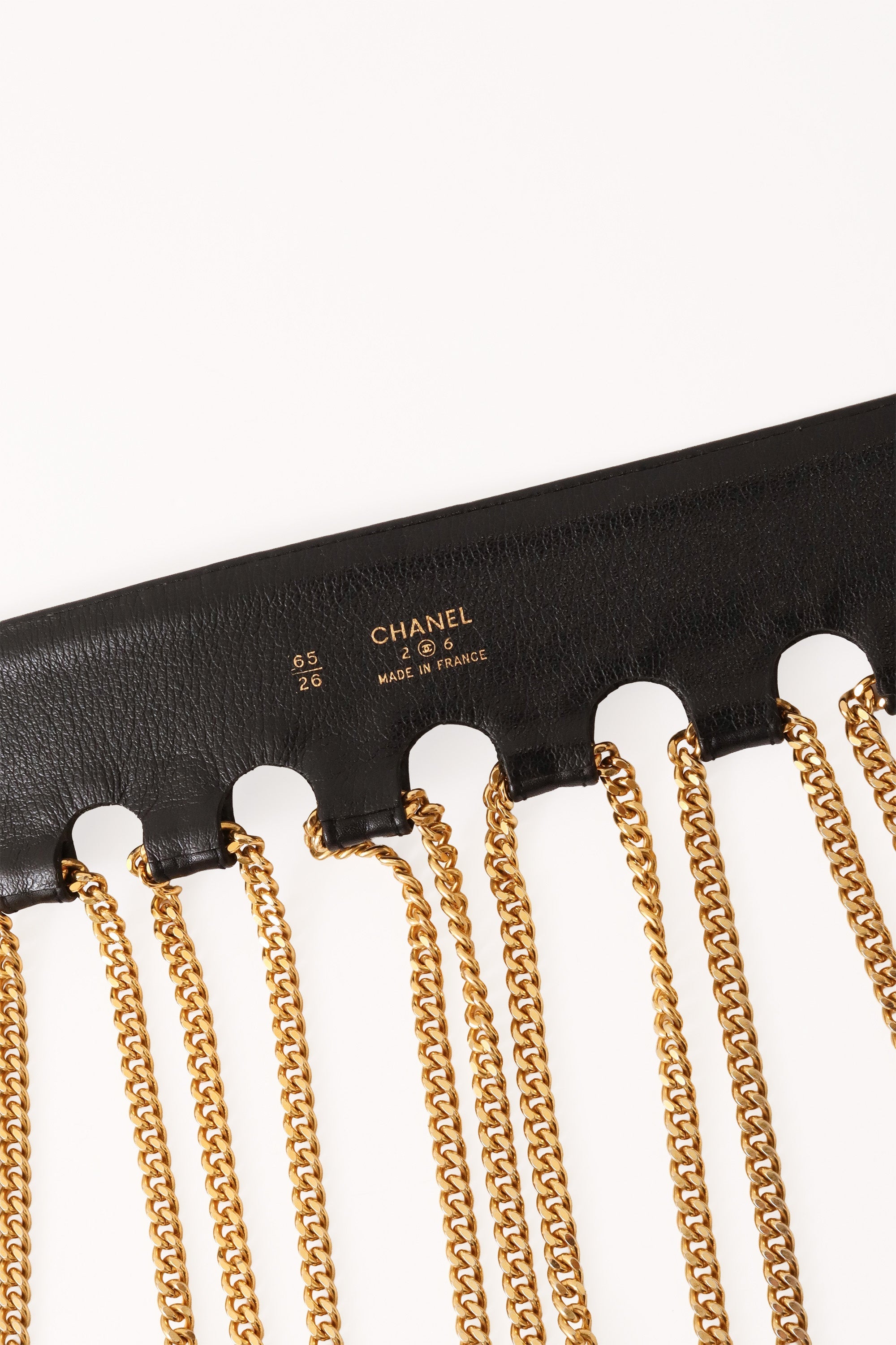 Bella Women's Belt | Black Leather with Gold Chain Fringe - 6