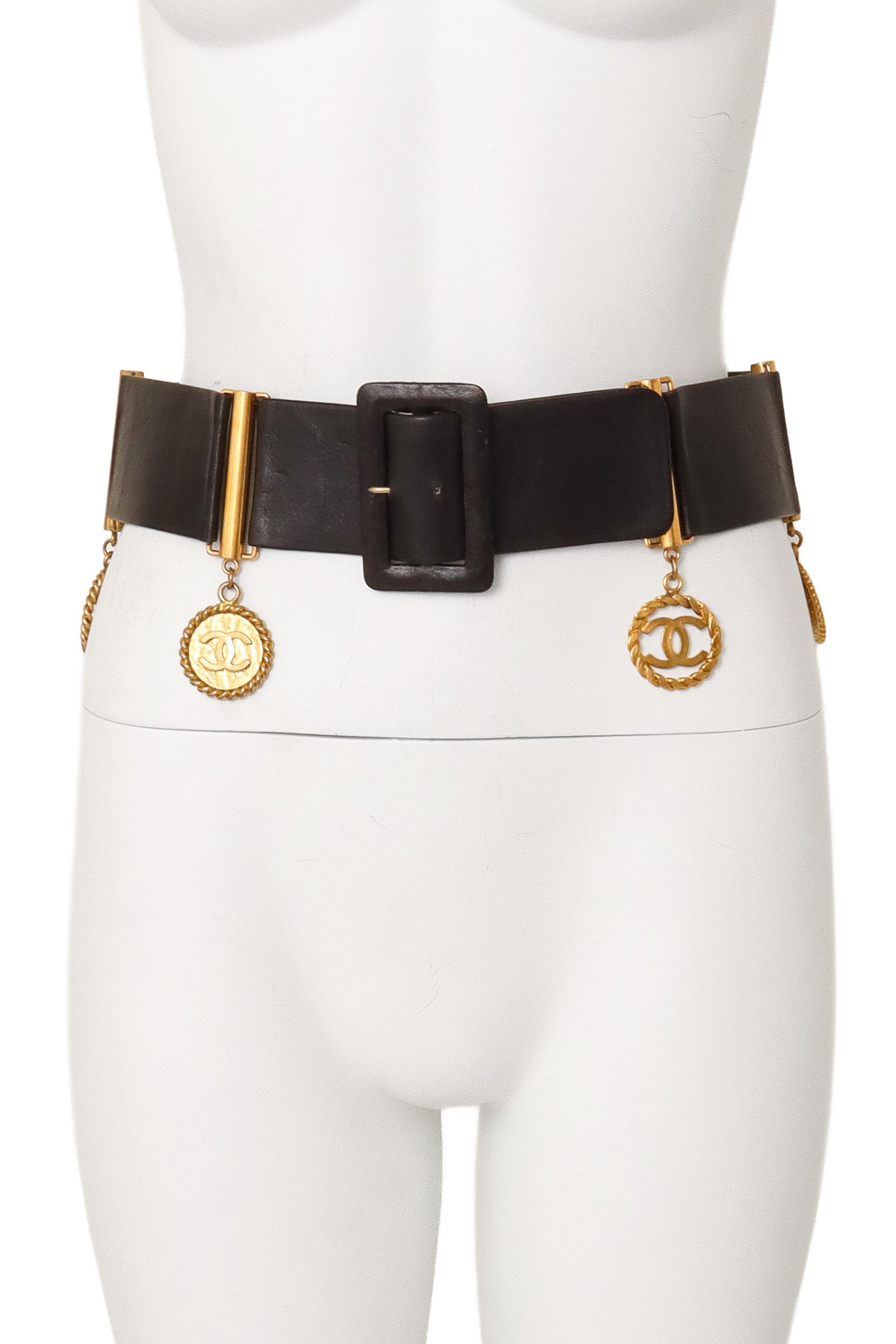 Bella Women's Black Leather Belt | Vintage Charm Design with Medallion Charms - 3