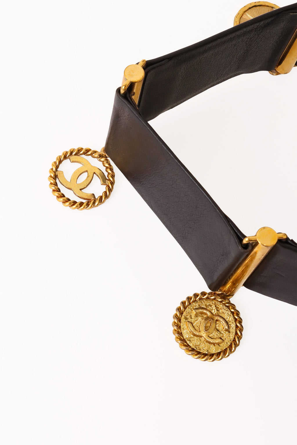 Bella Women's Black Leather Belt | Vintage Charm Design with Medallion Charms - 4