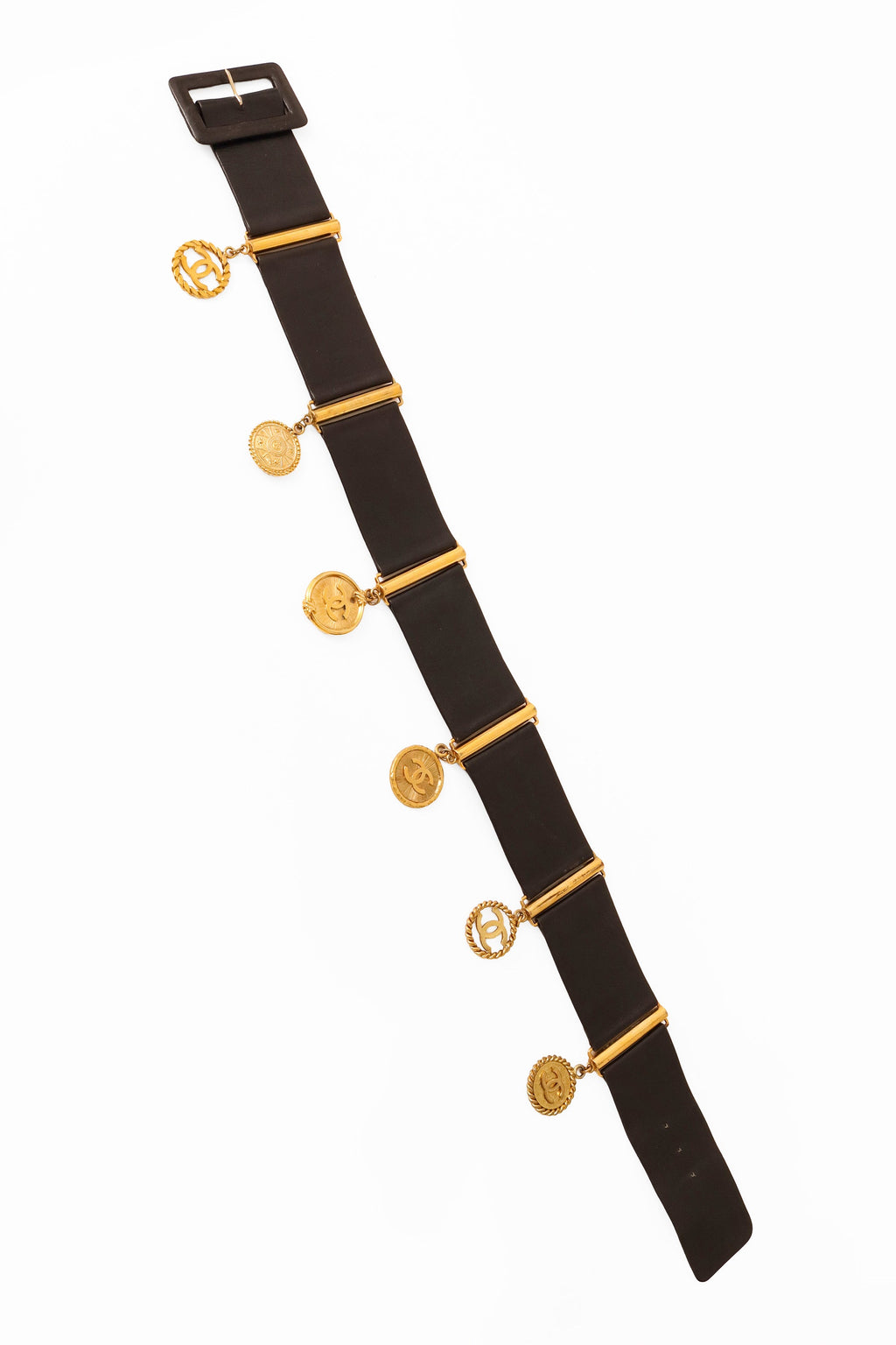 Bella Women's Black Leather Belt | Vintage Charm Design with Medallion Charms - 5