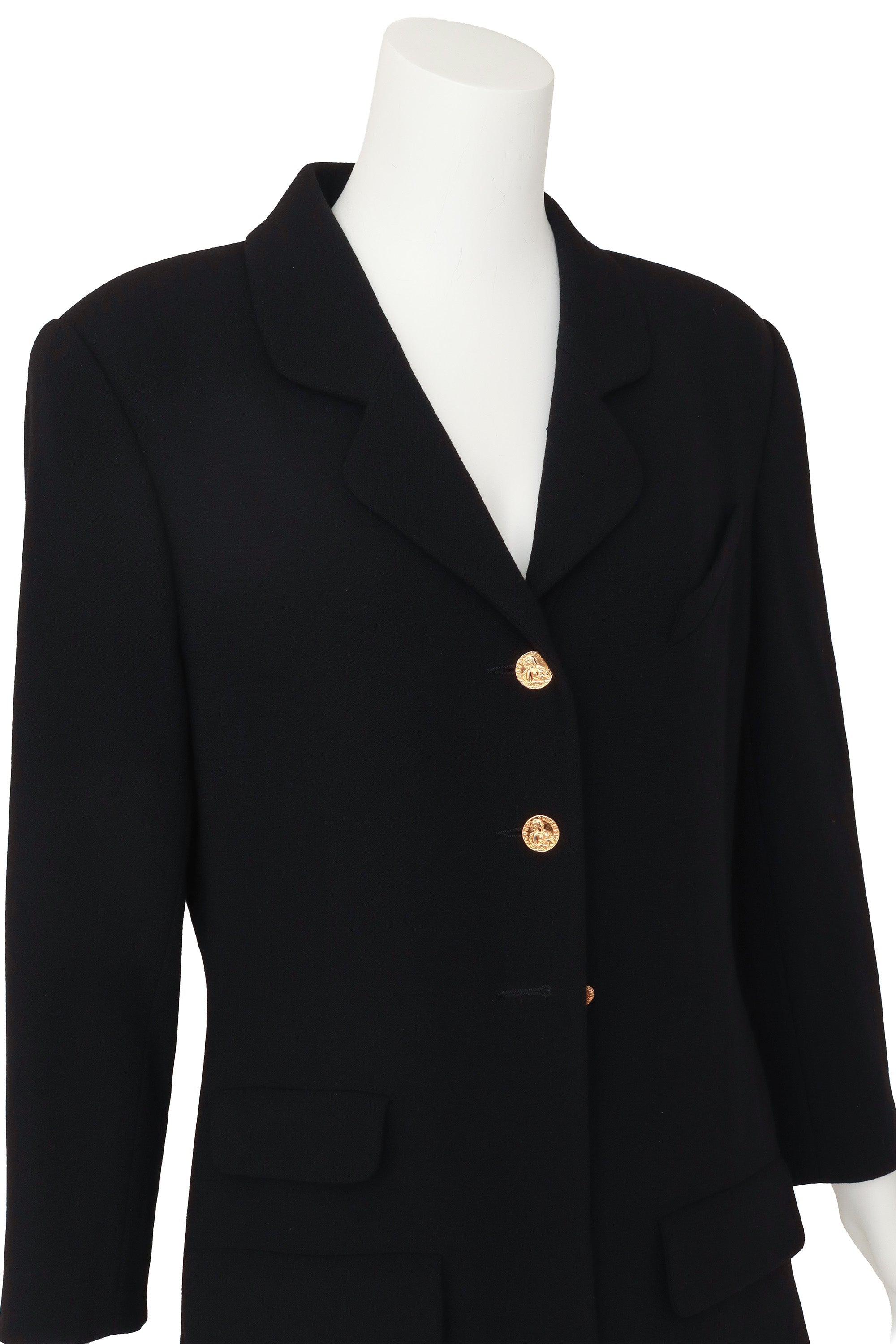 Bella Women's Blazer | Vintage Wool with Gold Coin Buttons - 3