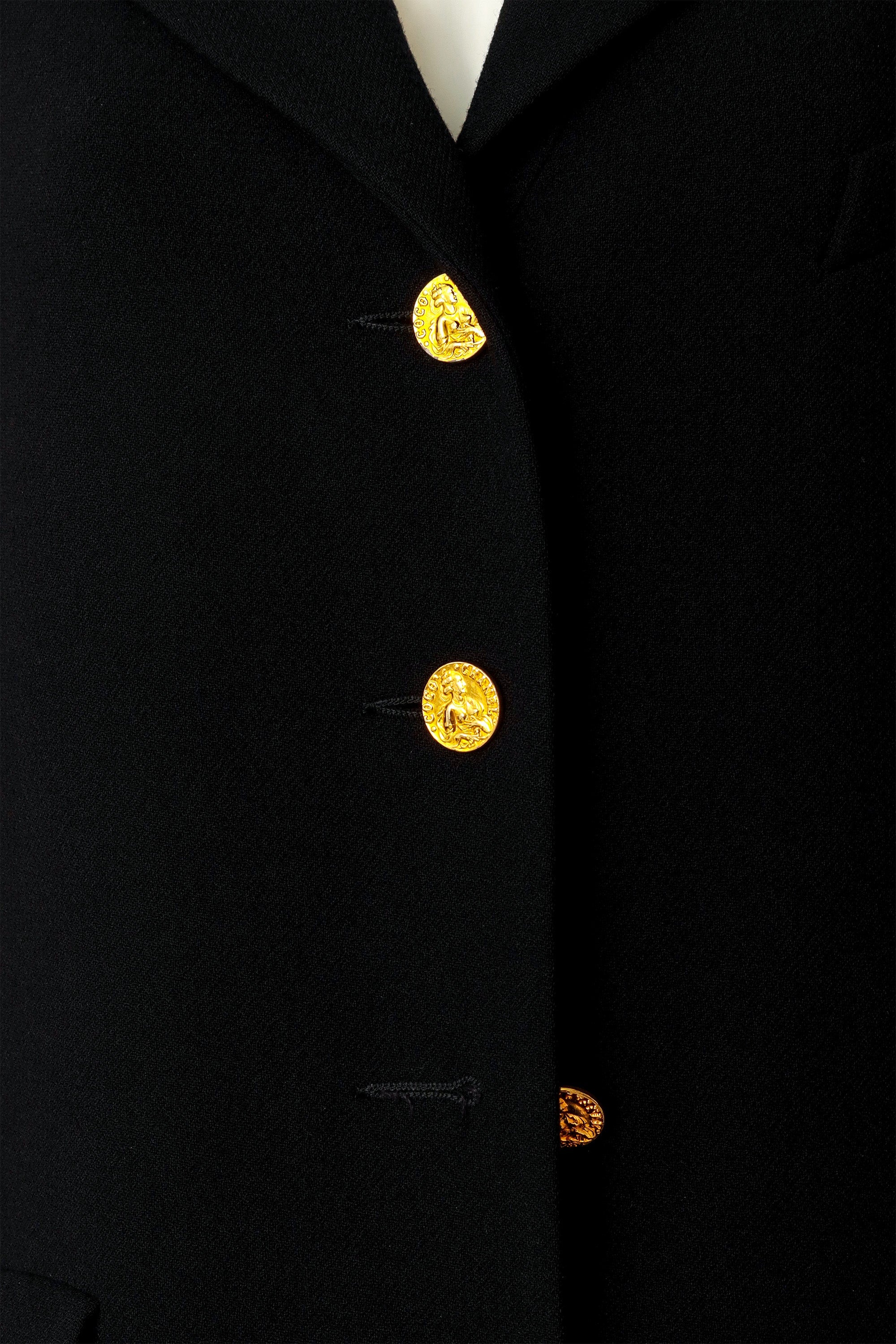 Bella Women's Blazer | Vintage Wool with Gold Coin Buttons - 6