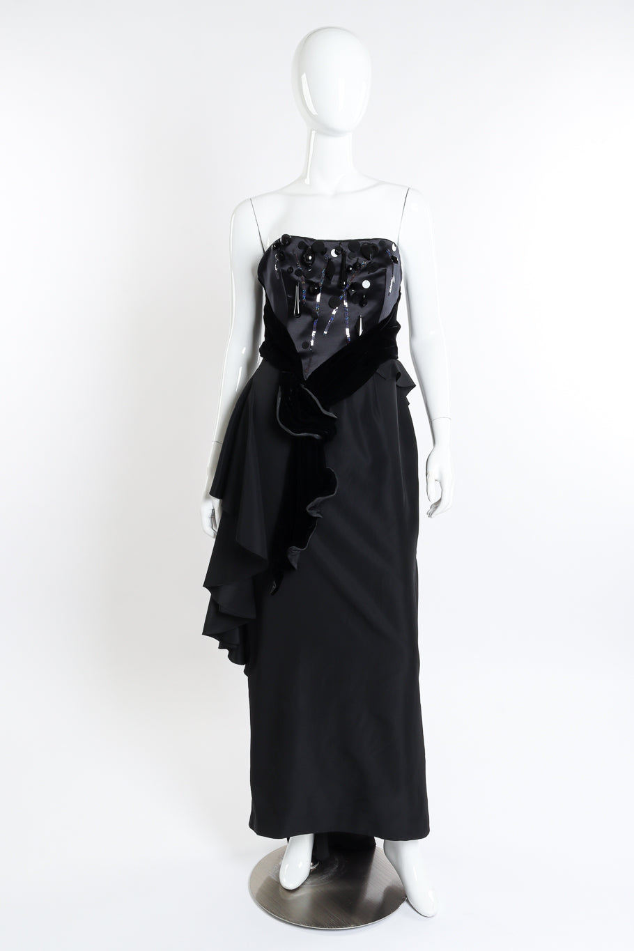 Bella Women's Evening Gown | Embellished Velvet, Strapless Design - 1
