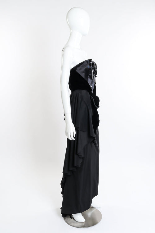 Bella Women's Evening Gown | Embellished Velvet, Strapless Design - 2