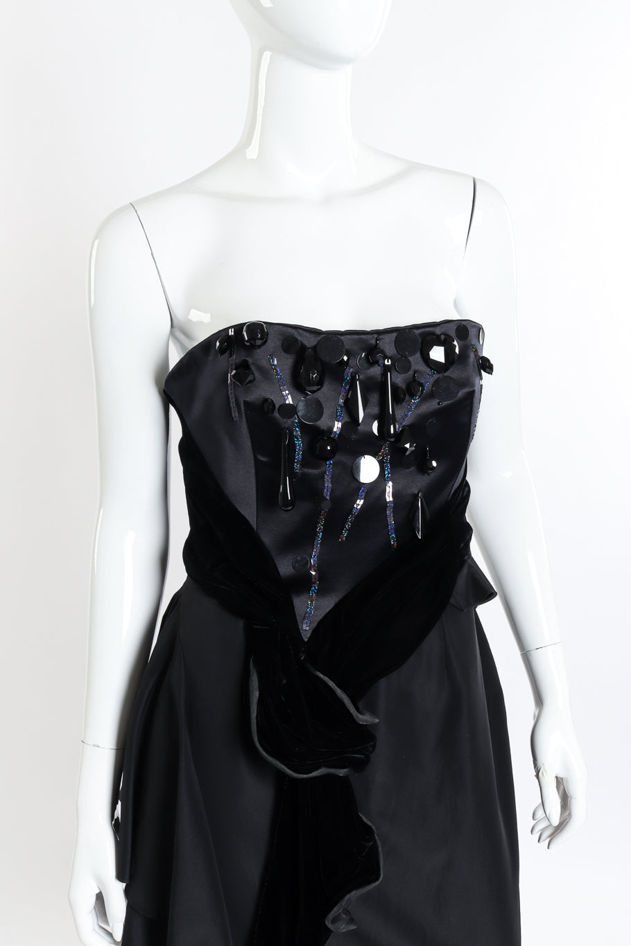 Bella Women's Evening Gown | Embellished Velvet, Strapless Design - 4