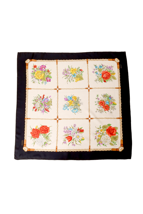 Bella Women's Silk Scarf | 100% Silk, Floral Pattern Design - 1