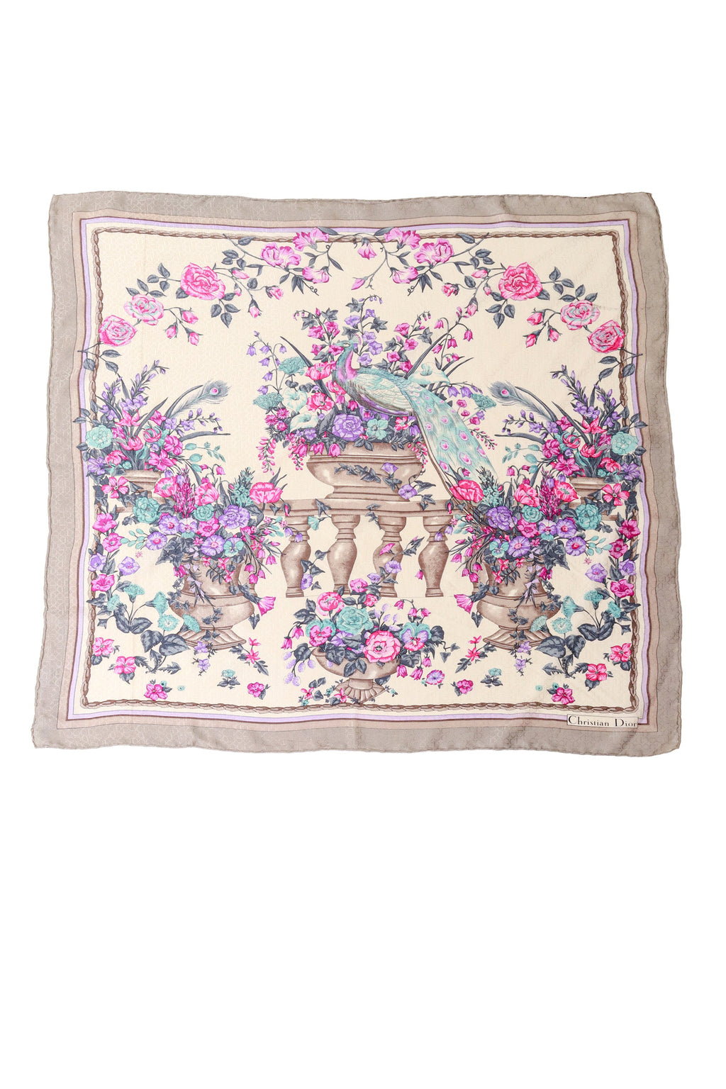 Bella Women's Silk Scarf | Floral Peacock Print, Made in Italy - 1