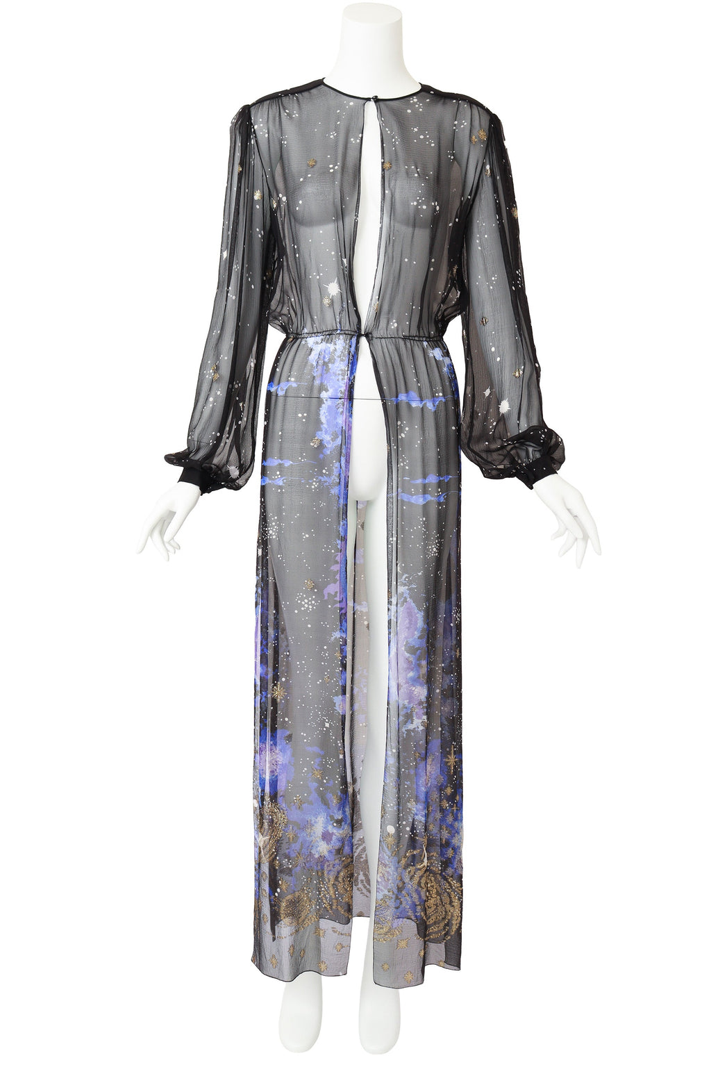 Celeste Women's A-Line Dress Set | Silk Chiffon with Sheer Duster Robe - 5