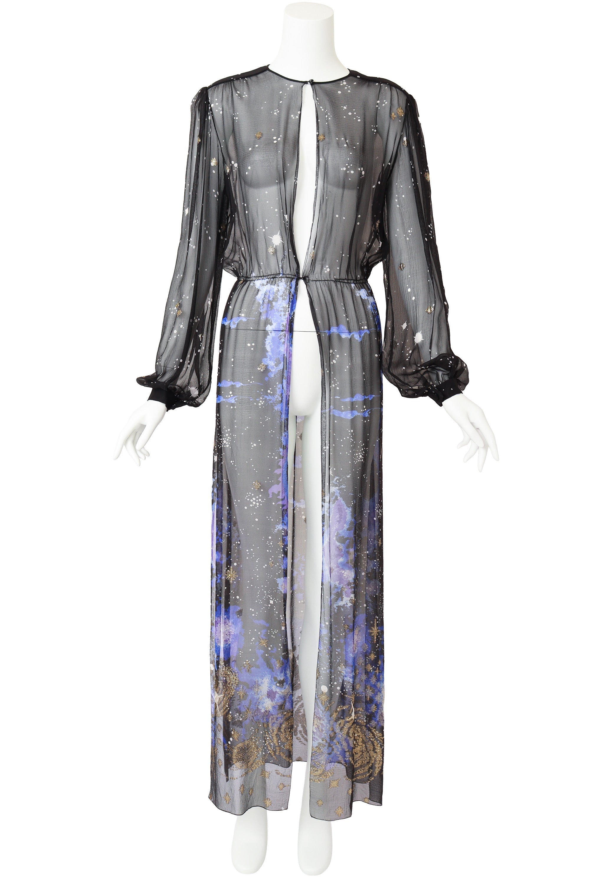 Celeste Women's A-Line Dress Set | Silk Chiffon with Sheer Duster Robe - 5
