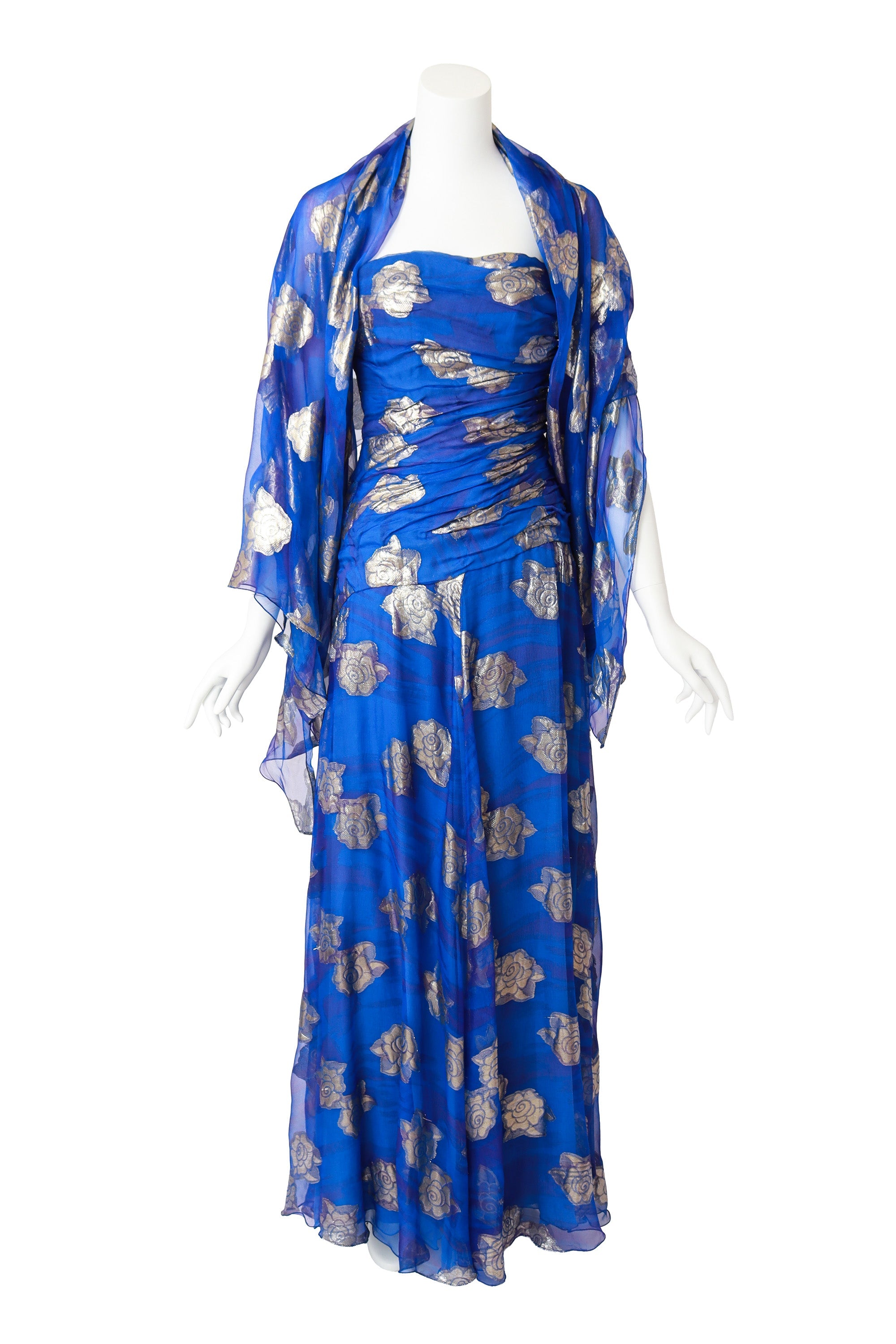 Cleo Women's Formal Dress | Floral Lamé, Elegant Evening Wear - 1