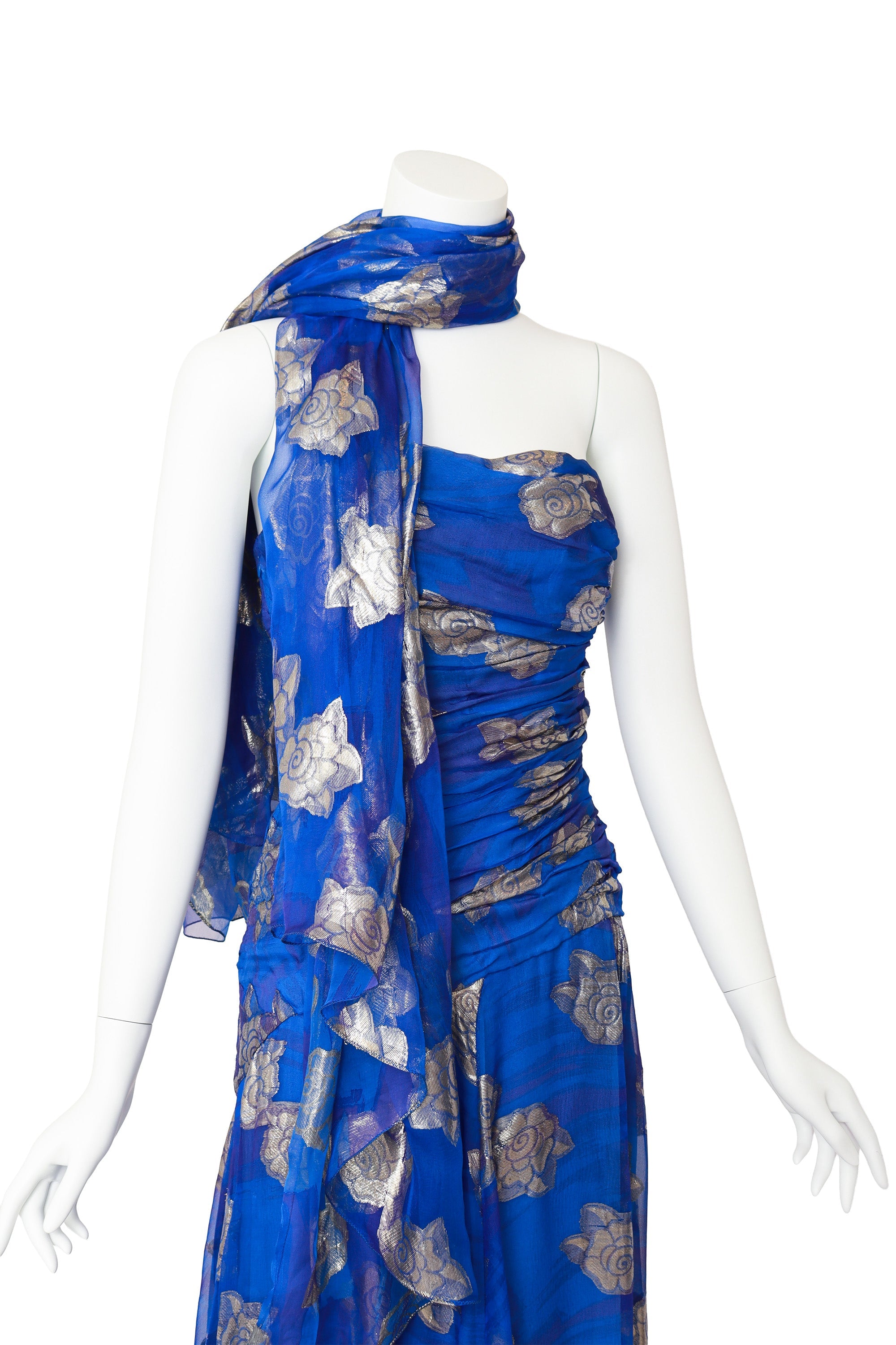 Cleo Women's Formal Dress | Floral Lamé, Elegant Evening Wear - 2