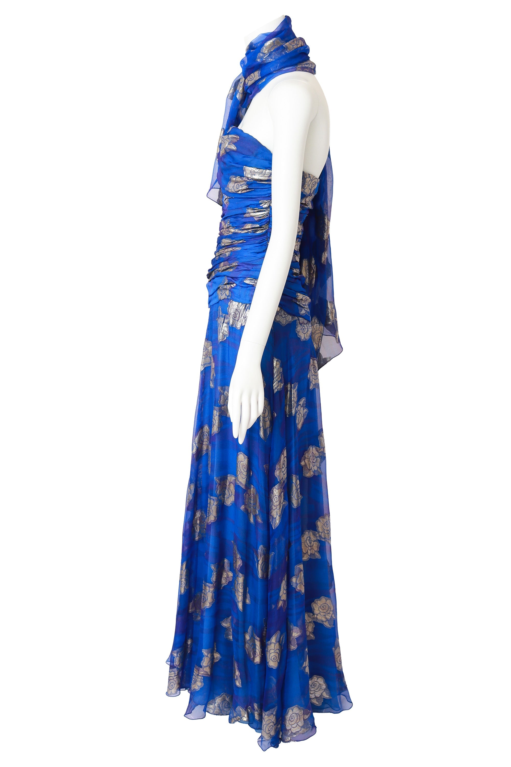 Cleo Women's Formal Dress | Floral Lamé, Elegant Evening Wear - 3