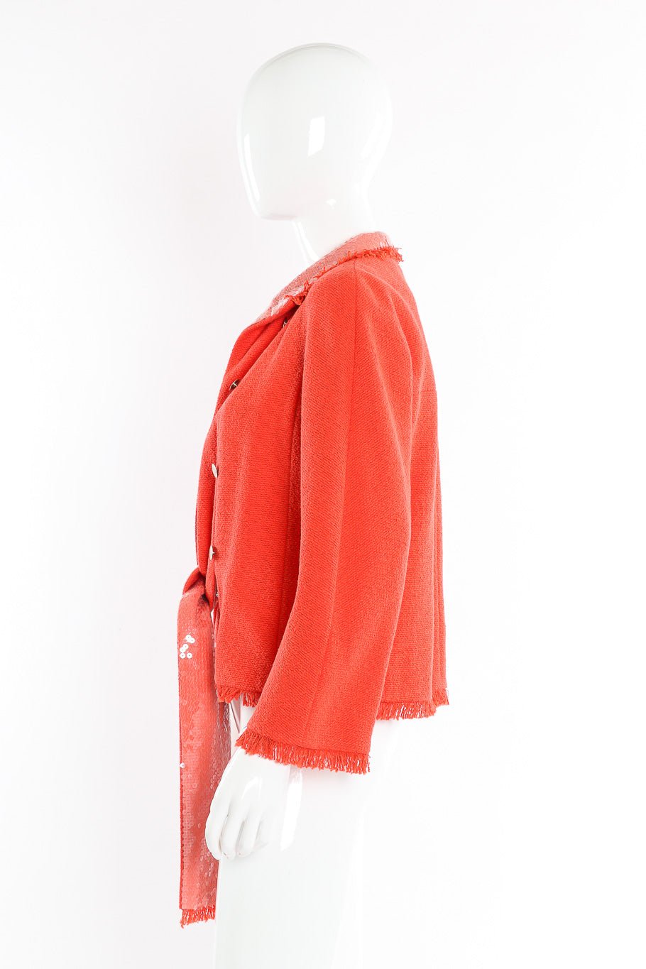 Cora Women's Jacket | Boucle Tweed with Sequin Details, Elegant Open Front - 4