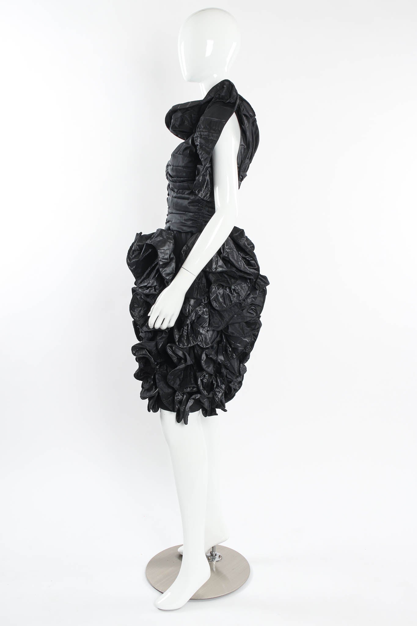 Daisy Women's Cocktail Dress | Silk Taffeta, Vintage Ruffle Design - 4