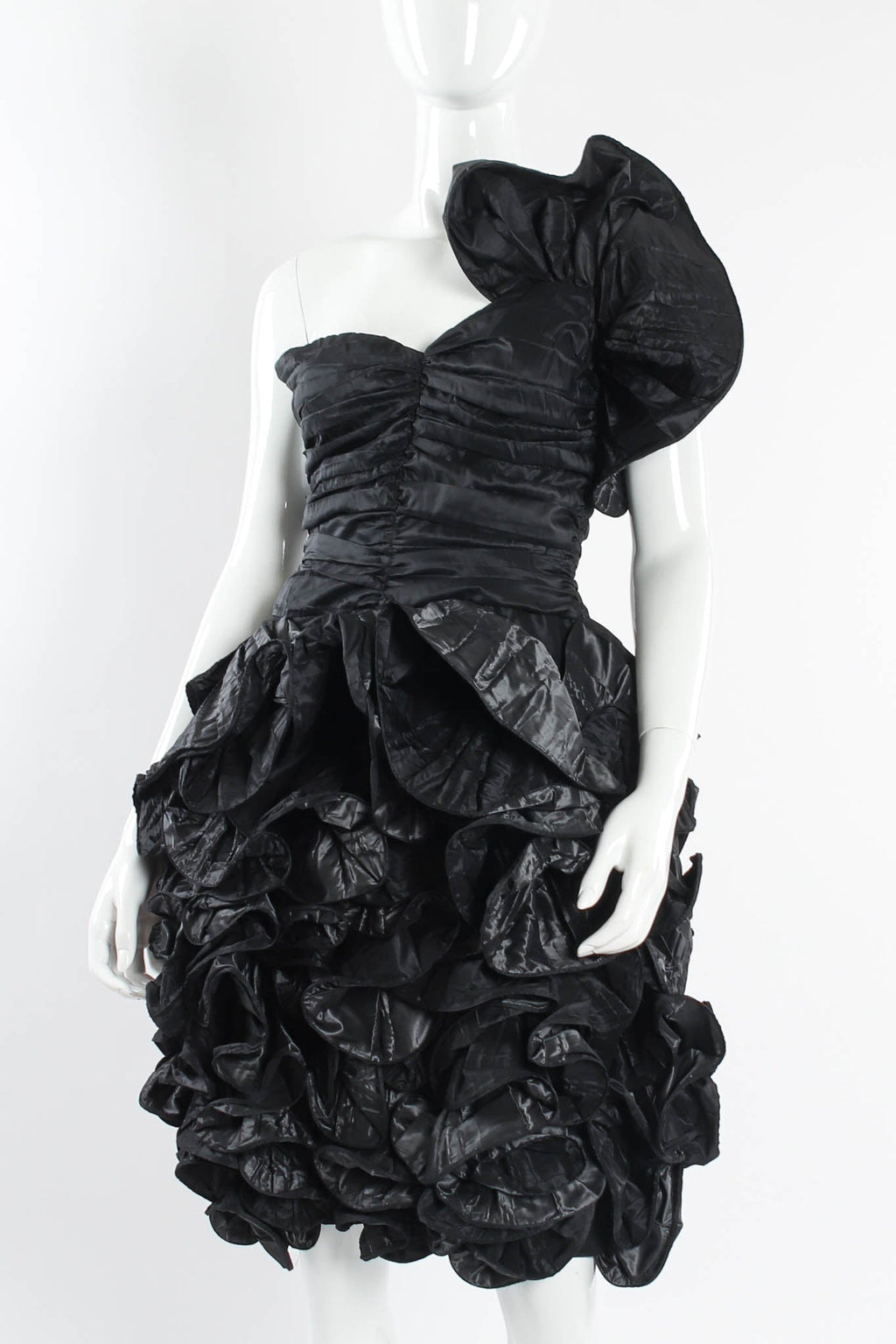 Daisy Women's Cocktail Dress | Silk Taffeta, Vintage Ruffle Design - 5