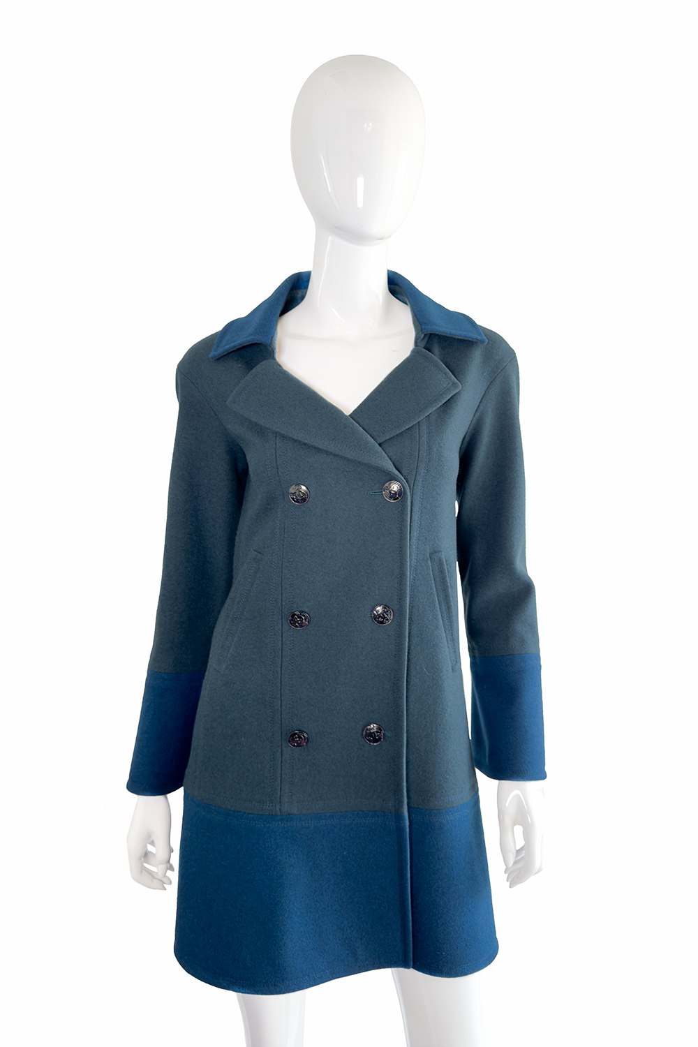 Daisy Women's Peacoat | Two-Tone Wool, Chic Design for Winter - 1