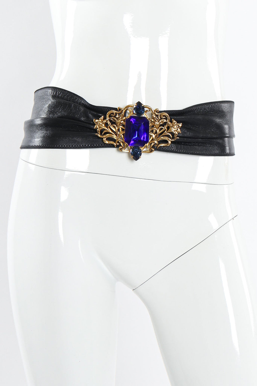 Fiona Women's Sash Belt | Elegant Leather with Crystal Buckle - 1