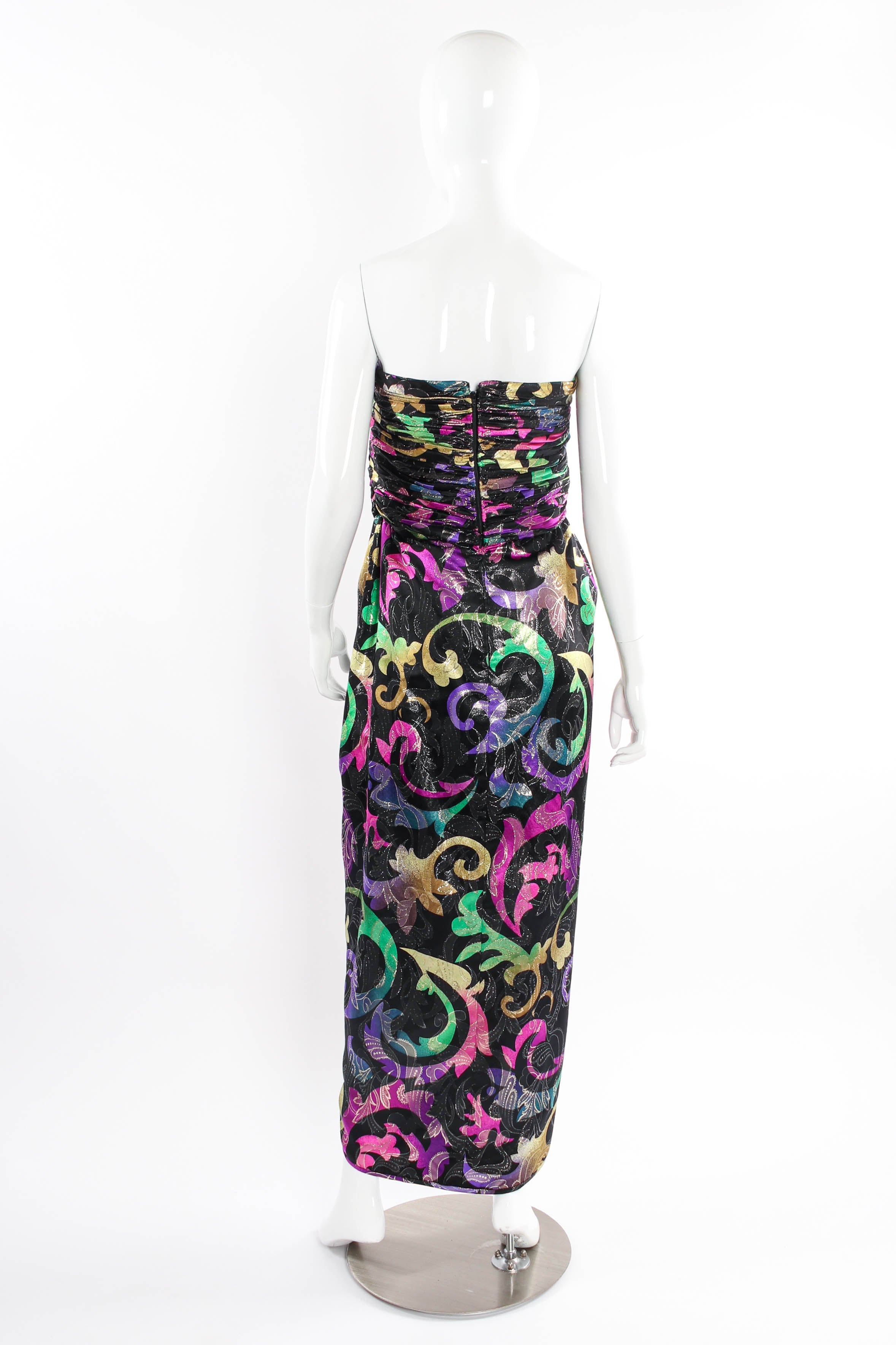 Fleur Women's Maxi Dress | Metallic Brocade, Strapless Elegance - 3