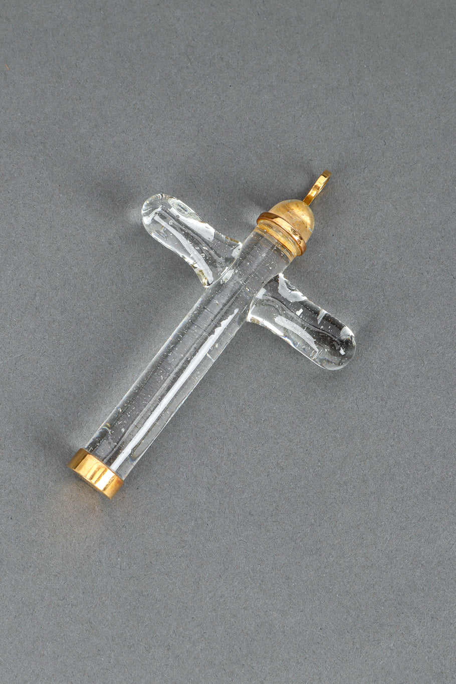 Gala Vintage Cross Pendant | 18KT Gold, Handblown Glass - 1