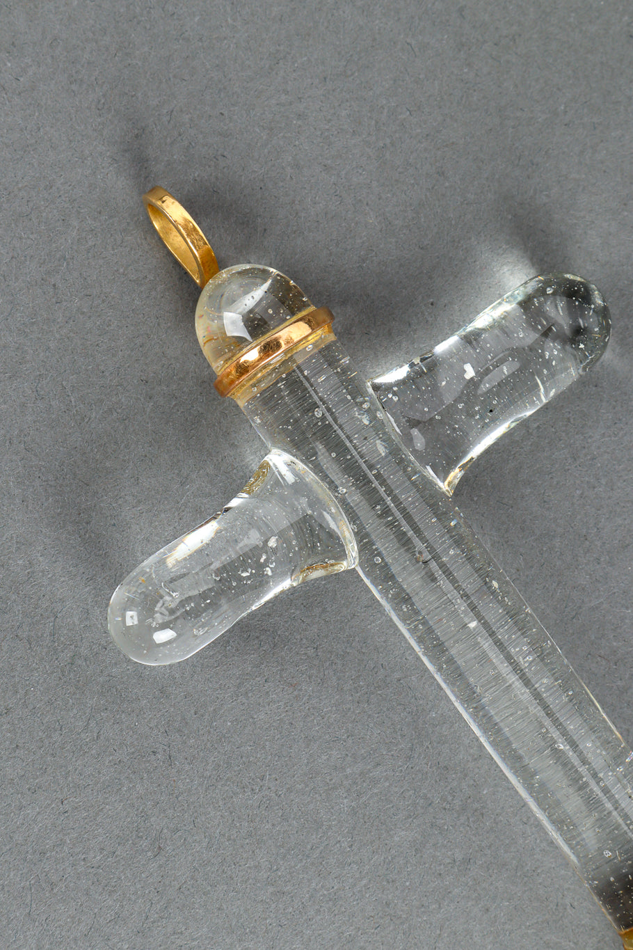 Gala Vintage Cross Pendant | 18KT Gold, Handblown Glass - 2