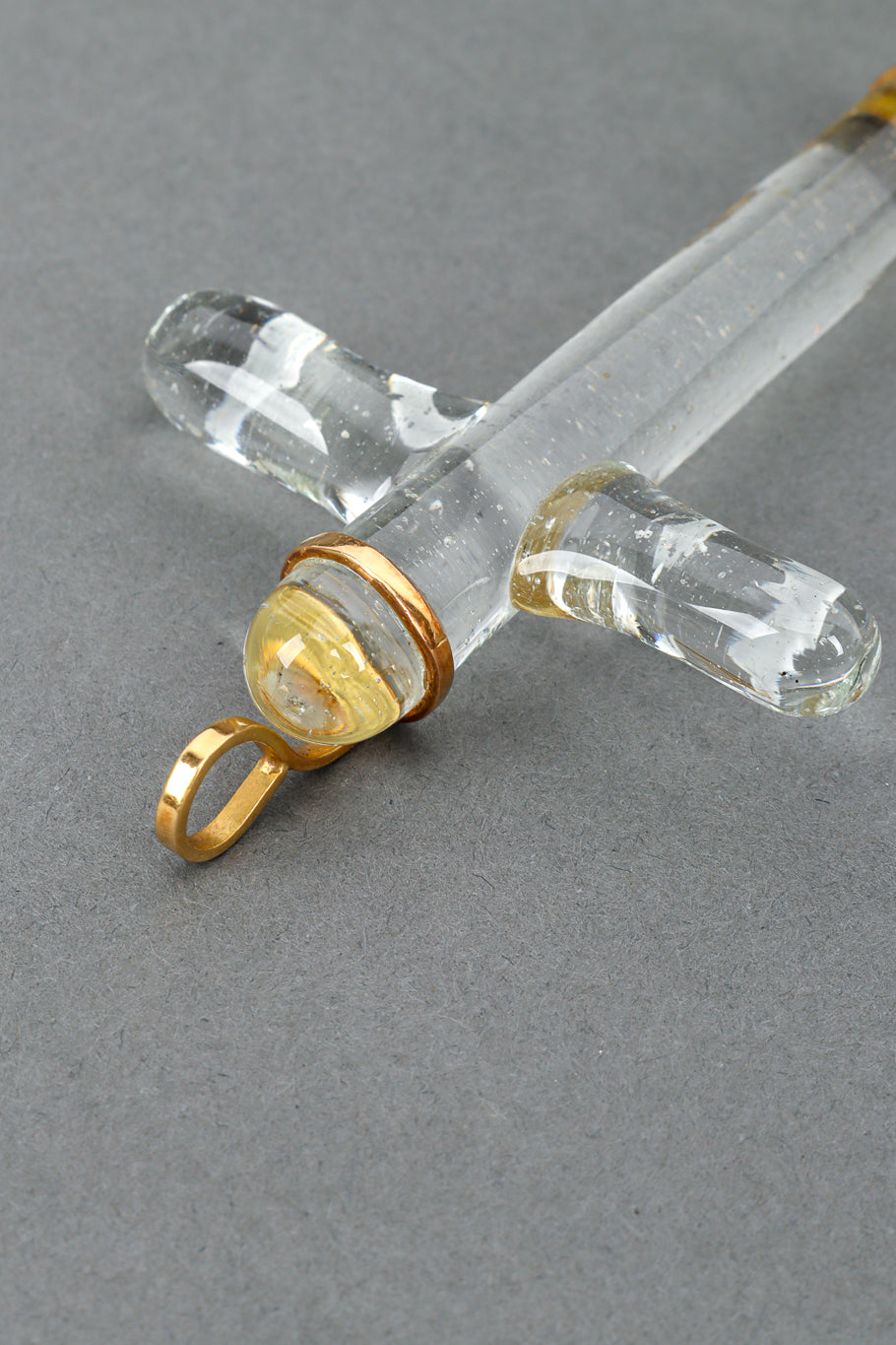 Gala Vintage Cross Pendant | 18KT Gold, Handblown Glass - 3