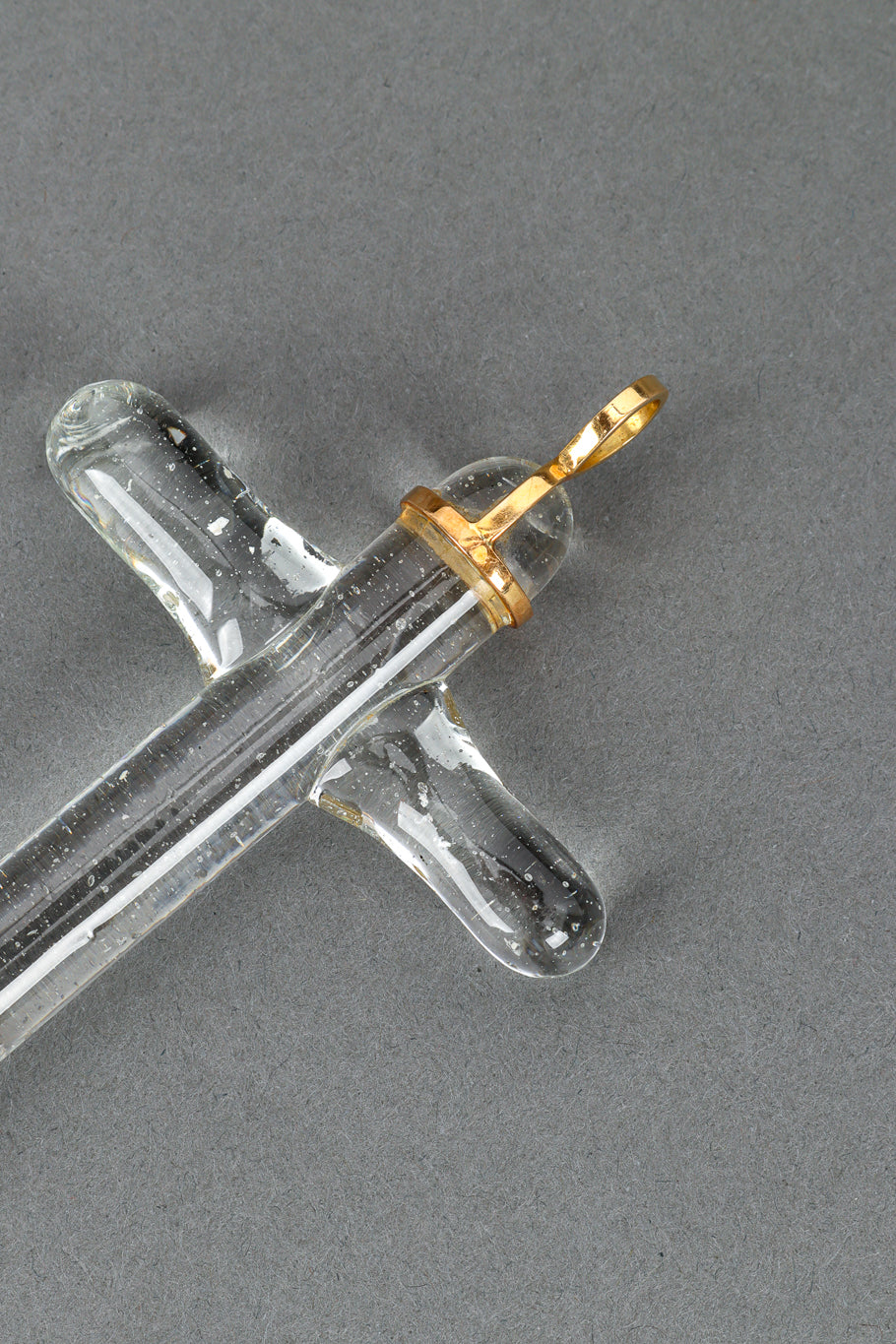 Gala Vintage Cross Pendant | 18KT Gold, Handblown Glass - 4