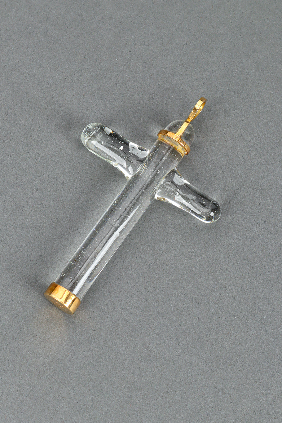 Gala Vintage Cross Pendant | 18KT Gold, Handblown Glass - 5