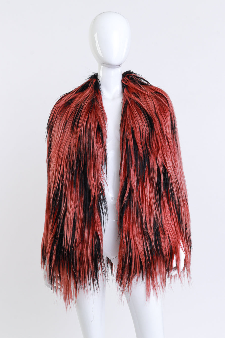 Gina Women's Goat Fur Jacket | 2-Tone Design, Notch Collar - 1
