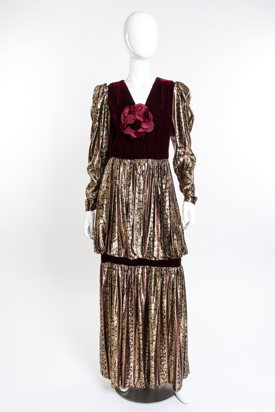 Gina Women's Gown | Vintage Velvet & Metallic Elegance - 1