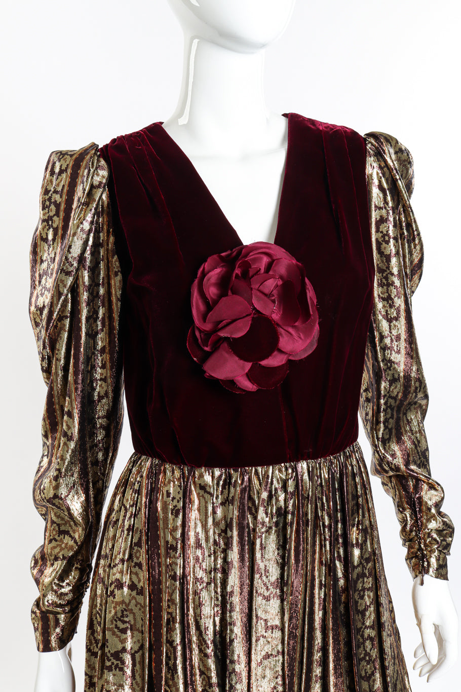 Gina Women's Gown | Vintage Velvet & Metallic Elegance - 4