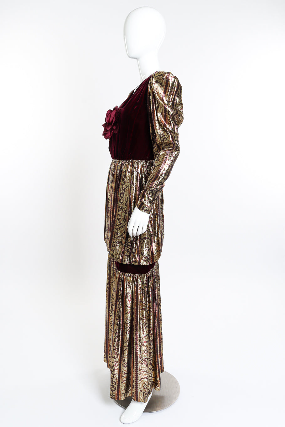 Gina Women's Gown | Vintage Velvet & Metallic Elegance - 5