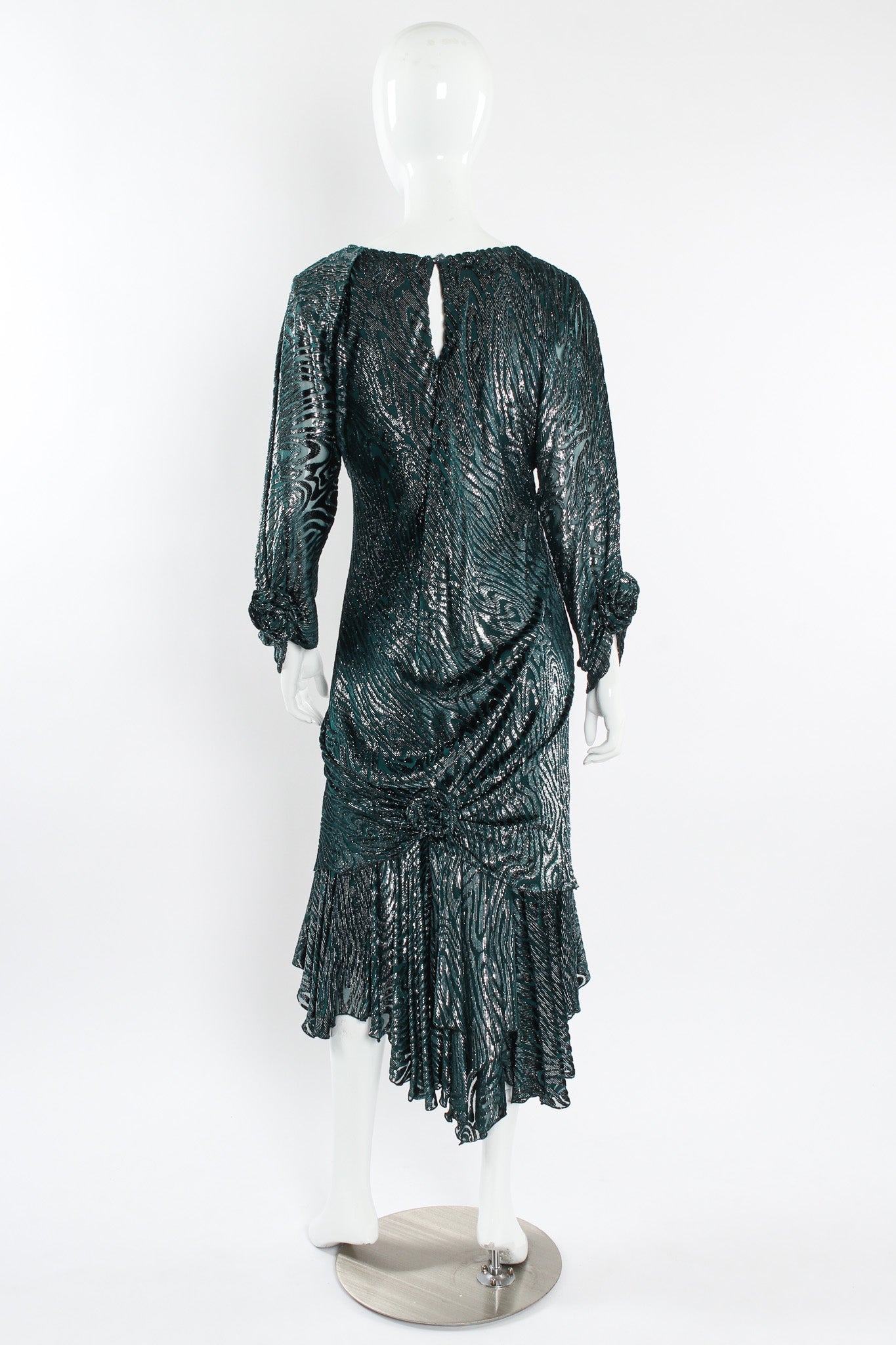 Holly Women's Cocktail Dress | Metallic Velvet Elegance - 3