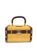 Lara Women's Wicker Box Handbag | Vintage Style with Leather Trim - 1