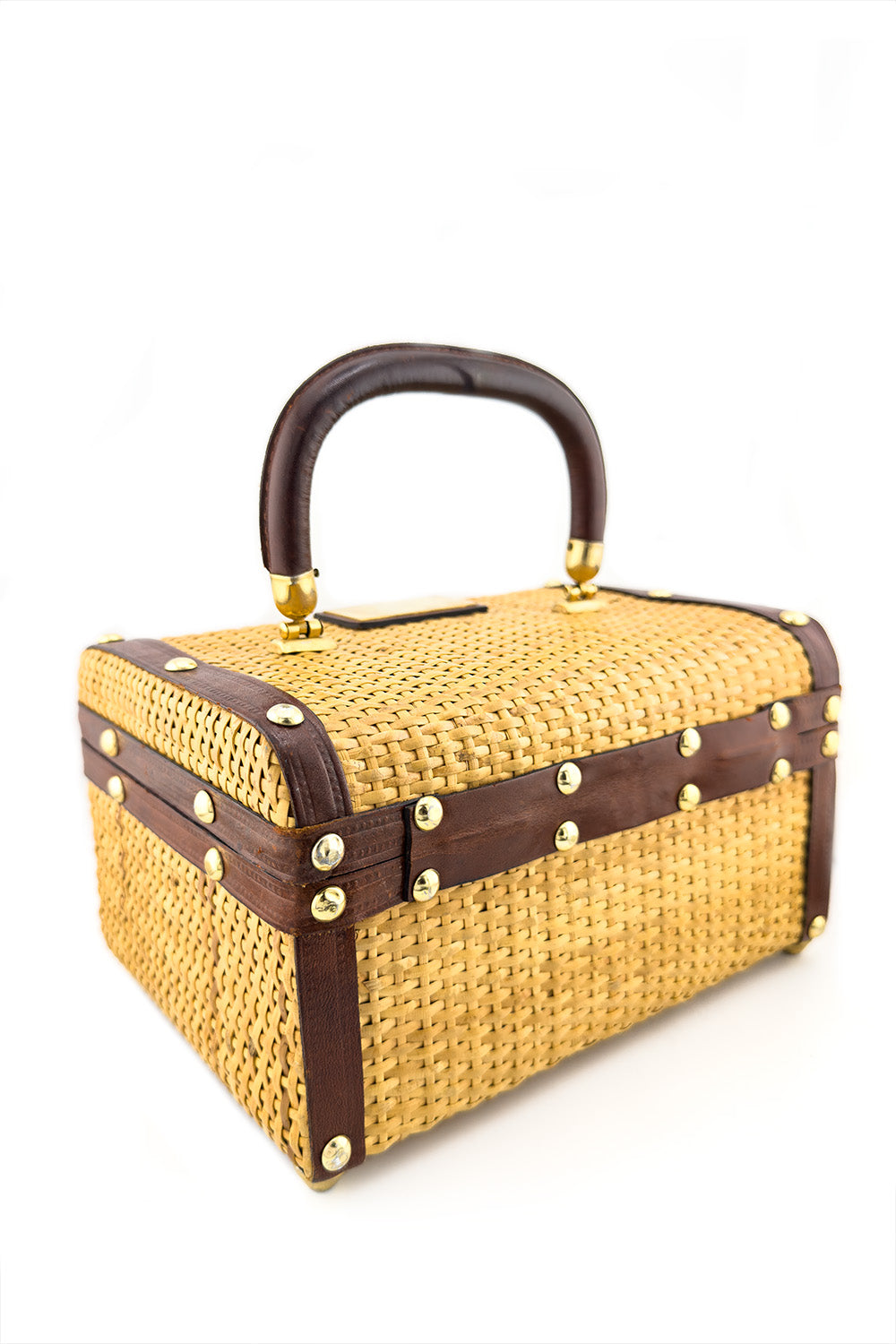 Lara Women's Wicker Box Handbag | Vintage Style with Leather Trim - 2