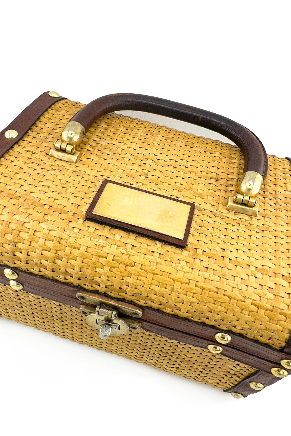 Lara Women's Wicker Box Handbag | Vintage Style with Leather Trim - 4