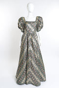 Luna Women's Formal Dress | Floral Brocade with Puff Sleeves - 1