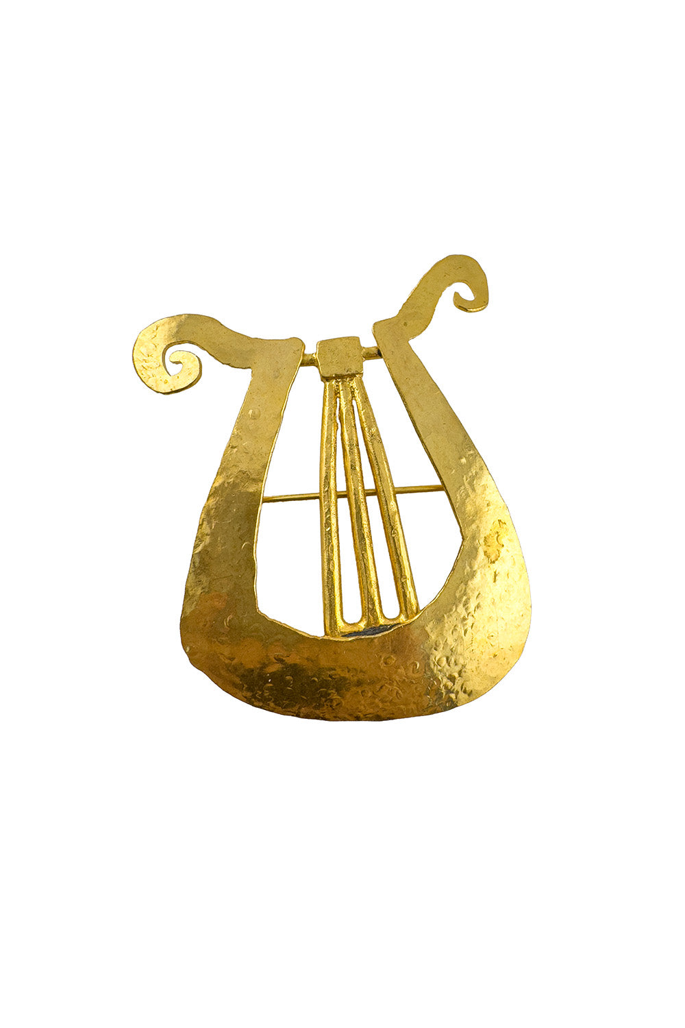 Luna Women's Brooch Pin | Vintage Gold U-Shaped Design with Hammered Texture - 1