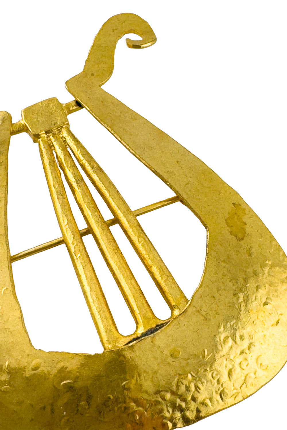 Luna Women's Brooch Pin | Vintage Gold U-Shaped Design with Hammered Texture - 2