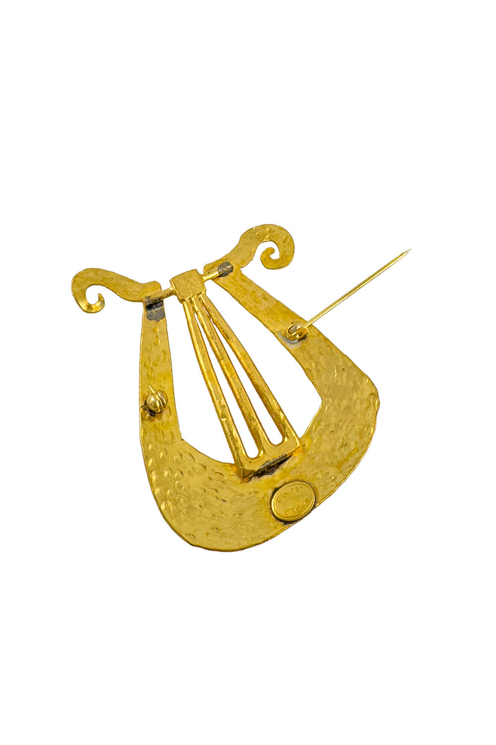 Luna Women's Brooch Pin | Vintage Gold U-Shaped Design with Hammered Texture - 3