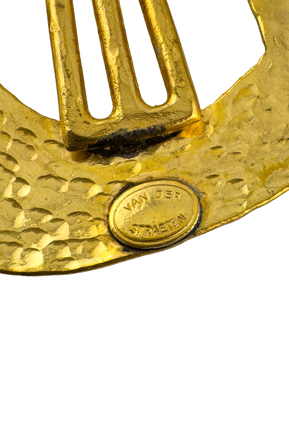 Luna Women's Brooch Pin | Vintage Gold U-Shaped Design with Hammered Texture - 4