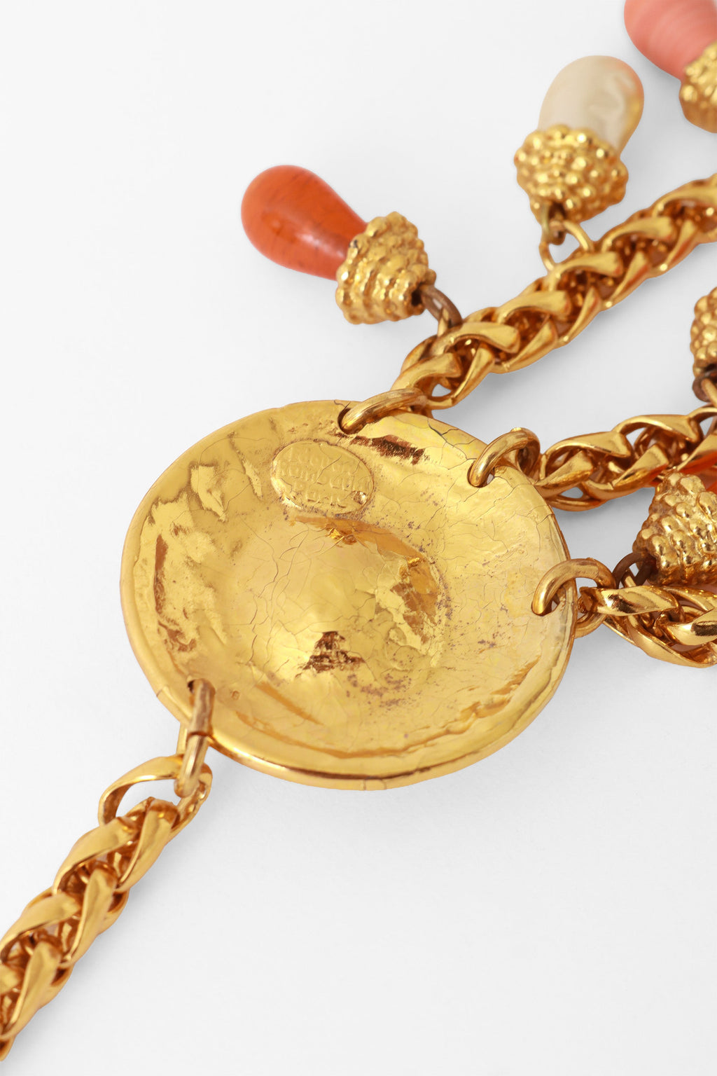 Perry Women's Chain Belt | Gold Tone with Coral & Pearl Accents - 6