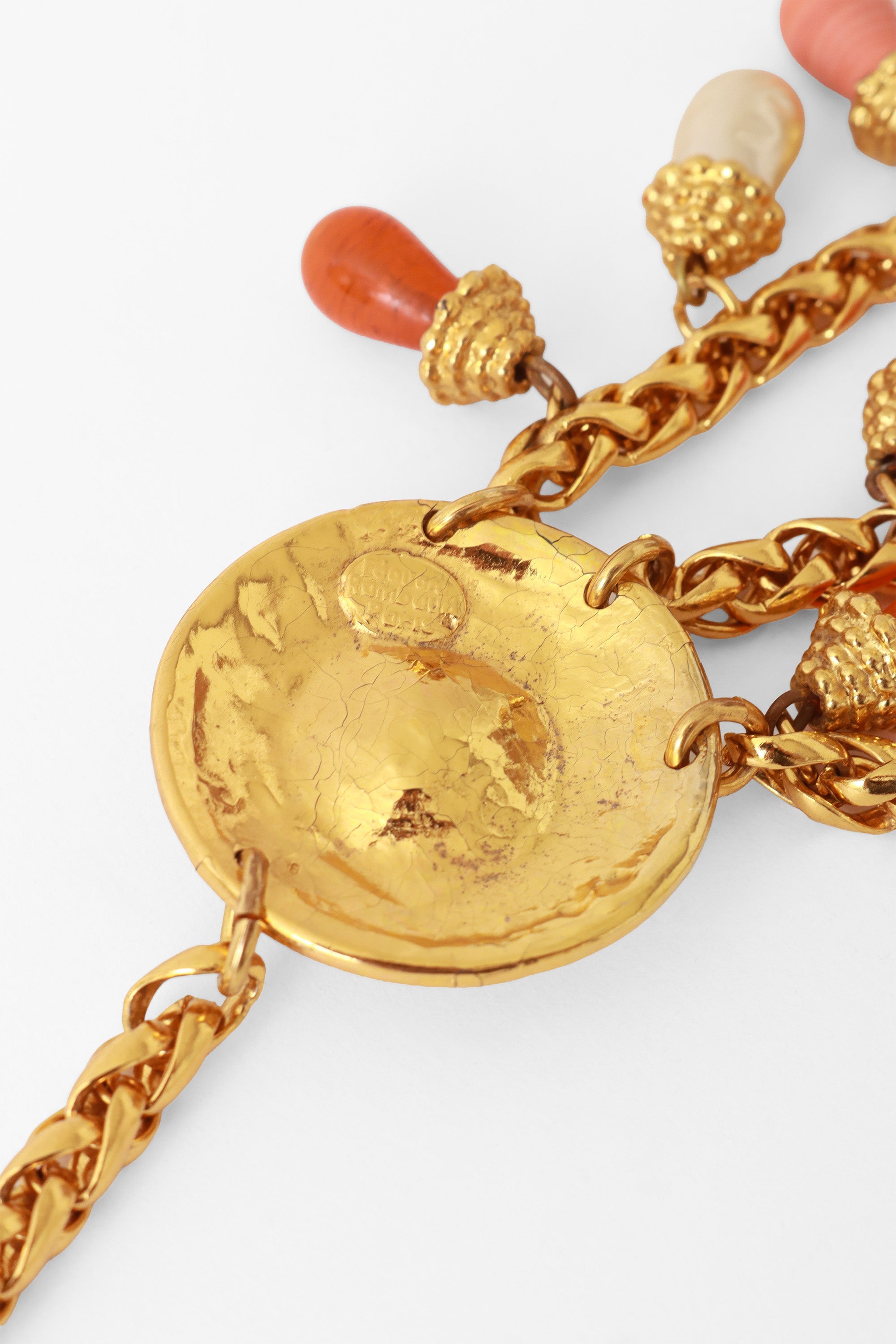 Perry Women's Chain Belt | Gold Tone with Coral & Pearl Accents - 6
